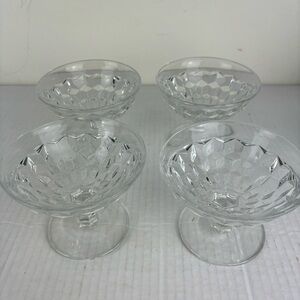 Vintage Fostoria “American” cube pattern low ball flared  sherbert glasses-4pc